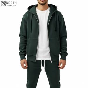 Personalizable Heavy Weight Vintage Washed Sweat Suit Streetwear Cremallera Sudadera con capucha Pantalones de chándal Conjunto Sun Faded Serigrafía Invierno - Product Image 4