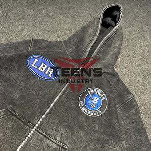 Survêtements pour hommes en coton 100% décontractés à capuche délavés à l'acide Respirants Confortables Tailles plus grandes Service OEM Impression de logo personnalisée Conception - Product Image 5