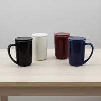 Tasse en porcelaine durable et résistante à la chaleur 3459977-1 avec couvercle, style nordique, infuseur pour thé chaud/froid – Meilleure vente