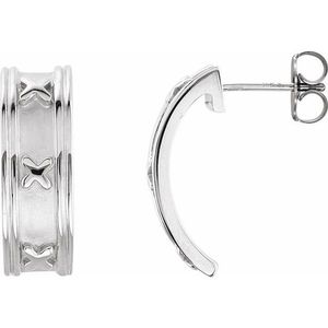 Pendientes de Aro J-Hoop en Oro de 14K/18K, Pendientes Geométricos con Perla/Diamante/Zirconia, Estilo Religioso Clásico y Moderno para Regalos de Boda - Product Image 1