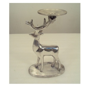 Silver Polished Aluminium <b>Reindeer</b> Pillar Candle Holder For Table Top Decor Home <b>Christmas</b> Festival <b>Lighting</b> Decorative - Product Image 5