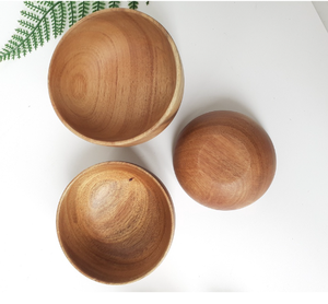 Bol rond en bois d'acacia pour aliments et salades, matériau écologique, vente en gros - Product Image 2