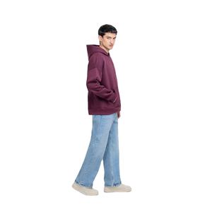 Sudadera con capucha cálida para hombre, sudadera de talla grande con logotipo personalizado, sudadera de lana morada lisa con bolsillos, diseño OEM personalizable al por mayor - Product Image 3
