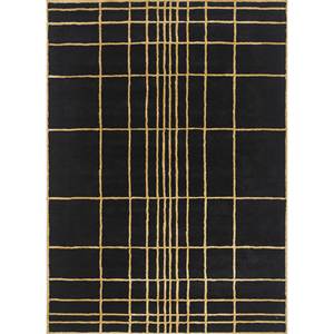 พรมขนสัตว์และใยวิสโคสถักมือ รุ่น Acar Tra-15018 ลายทางเรขาคณิต รูปทรงสี่เหลี่ยมผืนผ้า สำหรับบ้านและรถยนต์ มีสีเทาและสีดำ ขนาดกว้าง 4 เมตร - Product Image 1