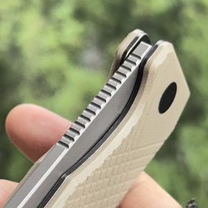 มีดพับแบบมีชั้นเชิงมีดดีไซน์พิเศษของคุณมีรูปแบบเพชรที่จับ G13ในการผลิตมีด MOQ ต่ำ - Product Image 5