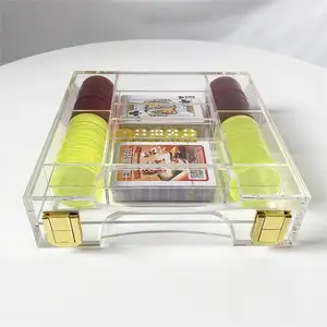 customized acrylic poker game box playing colored card chip game set Storage box for display
