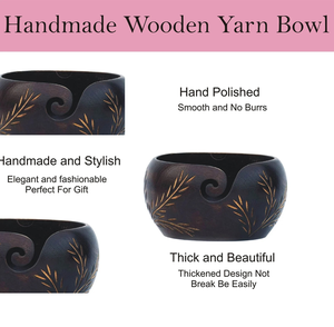 Cuenco de hilo de madera hecho a mano organizador de punto y ganchillo con cuenco de hilo de hoja tallada regalo de Navidad funcional - Product Image 4