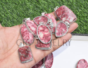Lot en gros de pendentifs ethniques en argent sterling 925 faits à la main en thulite naturelle pour cadeau de fête d'anniversaires de fiançailles - Product Image 4