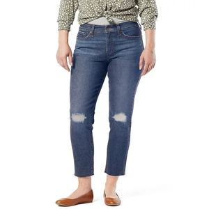 Fournisseur du Bangladesh Pantalon en jean pour femmes personnalisé de haute qualité lavé droit coupe ample taille haute Plus Size Jeans pour femmes - Product Image 1