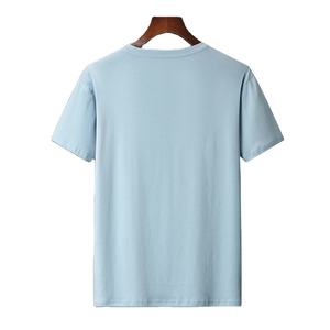 เสื้อยืดผ้าฝ้าย100% สำหรับผู้ชายเสื้อยืดคอกลมลำลองทรงหลวมสีพื้นสำหรับผู้ชาย - Product Image 4