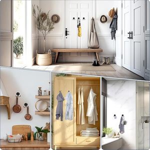 <b>Wall</b> Coat <b>Hooks</b> Heavy Duty Black Metal <b>Hooks</b> <b>Wall</b> Mounted With Screws Double Robe Coats <b>Hook</b> for Hanging Coat Towel <b>Key</b> & Bags - Product Image 5