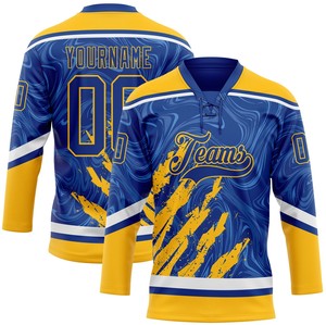 Custom Lace Neck Ice Hockey Jerseys-100% Polyester Digital Print Anti-Bacterial Quick Dry Custom Team Names/Numbers/Player Names - Product Image 1