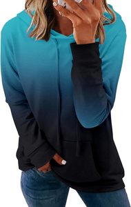 Vente en gros dégradé de couleur à manches longues sweats à capuche avec cordon de serrage femmes printemps automne dames tuniques courte longueur tricoté imprimé - Product Image 2