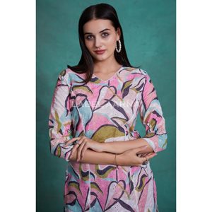 Conjunto de 2 piezas de algodón rosa verde Pantalones cortos por encima de la rodilla con top XS Talla Trajes de moda Co-ord - Product Image 1