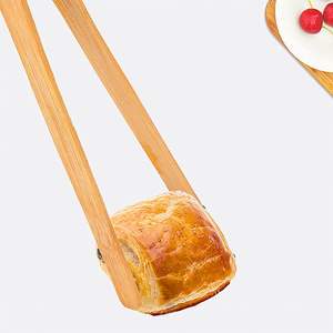 2 Pieces 100% Natural Bamboo Toast Tongs,10.2 Inches Long Tongs with Anti-slip Design,for <b>Toaster</b>,Fruits, Bread & Pickles - Product Image 3