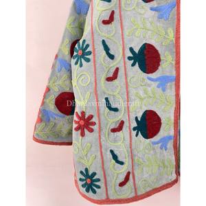 Uzbek เสื้อแจ็คเก็ต suzani สำหรับผู้หญิง, เสื้อโค้ท100% สไตล์โบฮีเมียนปักลายดอกไม้สำหรับฤดูใบไม้ผลิ - Product Image 3