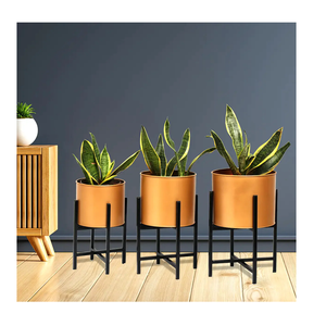 Pot de fleur rond en métal de style antique, jardinière en fer faite à la main avec revêtement en poudre de haute qualité pour jardin et usage domestique - Product Image 4