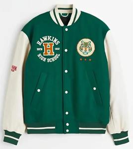 Veste Varsity en laine lourde classique d'hiver durable avec manches contrastées et personnalisation de l'équipe - Product Image 5