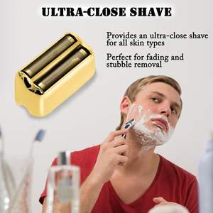 Cuchillas de Repuesto Dobles y Láminas para Afeitadora Eléctrica Dorada, 2 Piezas, Uso Facial - Product Image 6