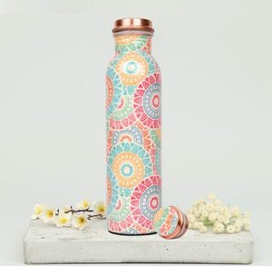 Belle bouteille en cuivre imprimé floral pour cadeau d'affaires Bouteille en cuivre personnalisable Fournisseur Immunité Boost Bouteille en cuivre - Product Image 5