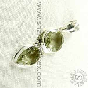 Dernière tendance en argent sterling 925 naturel vert améthyste pierre précieuse en forme de larme pendentif prix de gros fabricant en vrac - Product Image 4