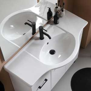Ravenna 105cm White Export <b>Bathroom</b> Cabinet with Mirror Lamp Matt <b>Black</b> Details <b>Bathroom</b> <b>Sets</b> - Product Image 4