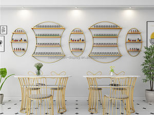 Juego de Estantes de Pared para Almacenamiento de Esmalte de Uñas, Color Dorado/Blanco/Negro, Personalizable, Soportes de Pared para Esmalte de Uñas para Salón de Belleza - Product Image 4