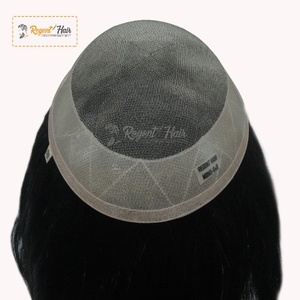 REGENT USA Super Base Natural Wave Straight Indian <b>Hair</b> Toupee Hand <b>Tied</b> Weft 100% Density Wholesale Options Available for <b>Men</b> - Product Image 2