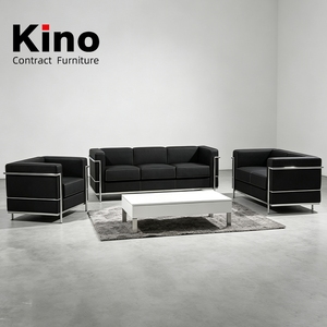 Canapé en cuir italien OEM ODM pour hôtel, villa, appartement, complexe hôtelier, projet commercial, sur mesure, en gros, directement de l'usine, canapé en cuir noir - Product Image 1