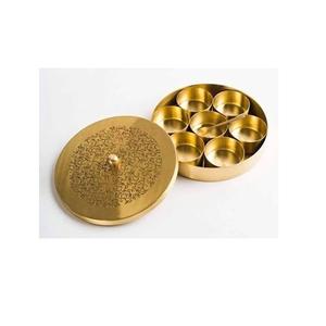 Alta exigencia latón cobre especia masala Dabba diseño hecho a mano latón metal especia masala caja precio al por mayor de La India - Product Image 6