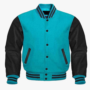 Veste universitaire unisexe de qualité supérieure à la mode col en v Design manches en cuir bouton de broderie personnalisable 2025 - Product Image 2