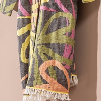 Albornoz de algodón turco de secado rápido con capucha ligera, cierre con cordón XL, diseño floral transpirable, conjunto de albornoz de verano