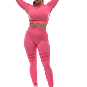 Nouveau design de haute qualité pour femmes ensembles de yoga avant sans bretelles col montant taille élastique 2 pièces respirant Spandex/Polyester - Product Image 1