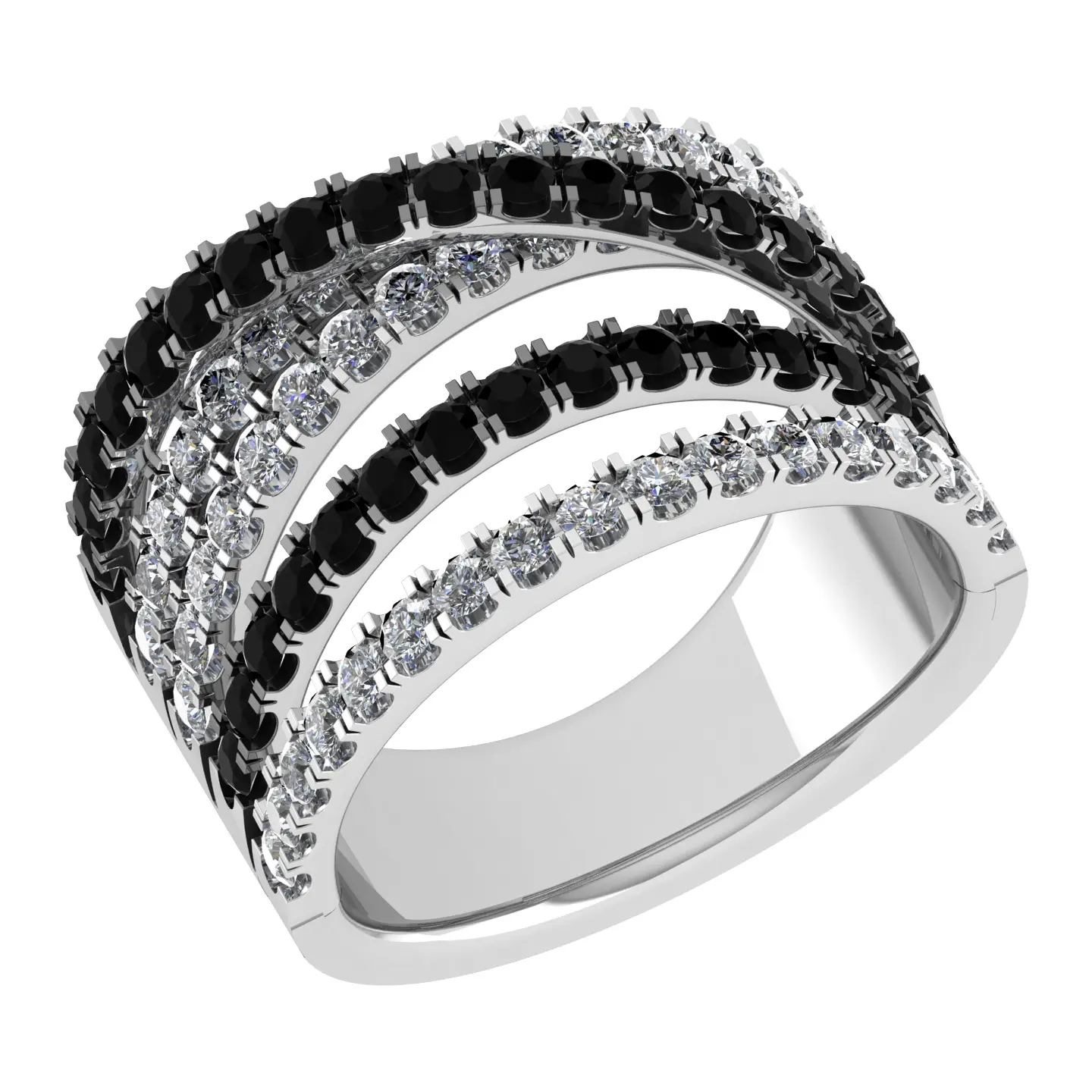 0.66 carat black treated diamond 1 carat white natural diamond 18kt pure gold band style ring New fashion for wedding band