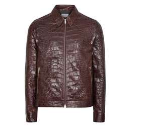 <b>jacket</b> for <b>men</b> <b>Sheepskin</b> Trendy Style Custom Made Crocodile Skin Texture Leather <b>Jacket</b> For <b>Men</b> Winter Season Fashion OEM - Product Image 6