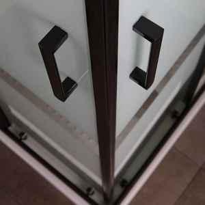 CIELO 90x90 <b>Silk</b>-<b>Screen</b> Printed Glass Shower Enclosure with Black Profiles - Product Image 5