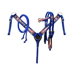 Precios directos de fábrica, conjunto de cuello de cabeza y pecho occidental de nailon azul de alta calidad con riendas, fabricación de proveedores principales en India - Product Image 3