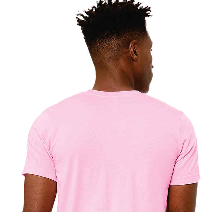 52% Airlume Combed and Ring Spun Cotton 48% Poly 32 Single 4.2 oz Heather Bubble Gum Unisex CVC Short Sleeve T-Shirt