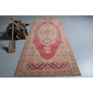 Classique Rouge Beige Laine Tapis 4.3x10.3ft Vintage Turc Patchwork Conception Latex pour Salon Décor 9x12 Salon Tapis - Product Image 1