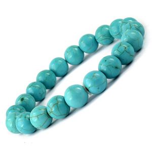 Turquoise Syn 10mm Round Bead Bracelet Reiki Charged Gemstone for Confidence Communication & Positive Energy - Product Image 1
