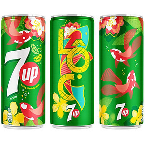 กระป๋องโซดามะนาว7UP ขนาด320มล. พร้อมบรรจุภัณฑ์สำหรับวันหยุด
