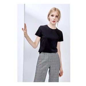 Camiseta de manga corta de algodón de alta calidad para mujer, camiseta de ocio de color puro para mujer, camiseta para hombre - Product Image 1