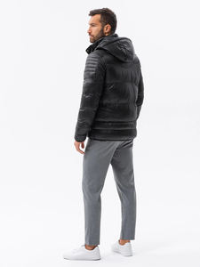 Veste matelassée imperméable pour hommes Manteau matelassé d'hiver matelassé à bulles en nylon noir Veste matelassée pour l'extérieur pour hommes - Product Image 6