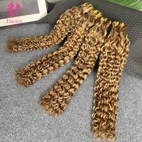 Extensions de cheveux humains bouclés P4/27, mèches brésiliennes, tissage à la machine, double trame, cheveux Remy pour femmes