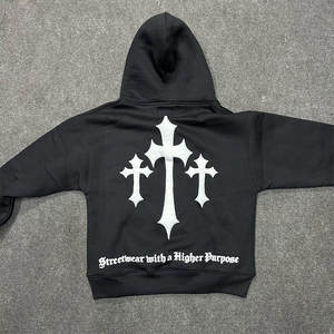 Streetwear avec impression de logo brodé personnalisé, pulls à capuche, polyester/coton, mélange écologique, coupe Boxy légère pour hommes - Product Image 2