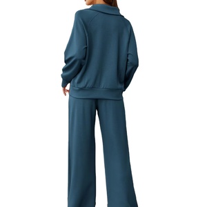 Sudadera con pantalones de chándal Ropa deportiva Traje de jogging Ropa de gimnasio Pantalones Sudaderas con capucha en blanco Conjunto de mujer de gran tamaño Conjunto de 2 piezas - Product Image 4