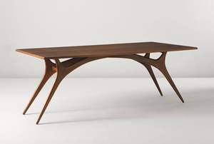 Table console minimaliste avec plateau en bois, structure métallique fine, décoration d'intérieur, édition design étroit - Product Image 2