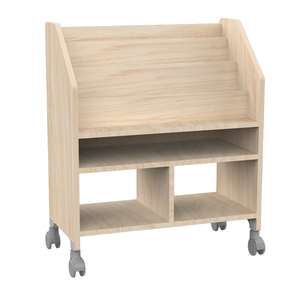 Armoire de rangement en bois avec 3 étagères et roulettes, design minimaliste, structure ouverte pour l'ameublement de la maison - Product Image 1