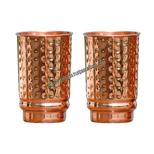 ชุดแก้วน้ำทองแดงล้วนแบบตอกทำด้วยมือสำหรับอายุรเวทประโยชน์ต่อสุขภาพ - Product Image 1