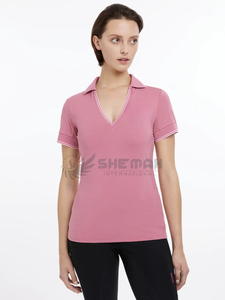 Camiseta de mujer para montar a caballo, elegante camiseta de competición ecuestre, ajustada, ligera, duradera, transpirable, tela elástica - Product Image 2